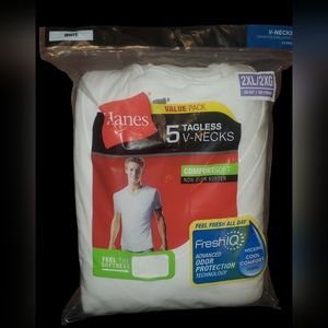 Hanes Tagless Vneck Tshirt 2xl 5 PackNew
